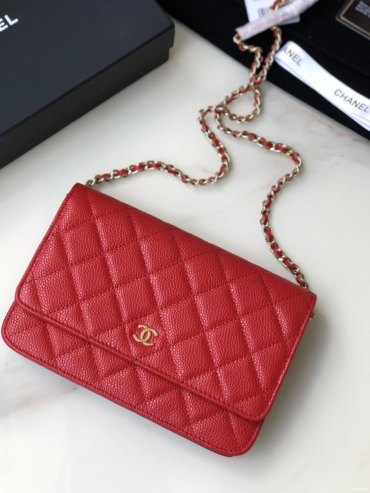Firstbag Ru HARDWARE WALLET WITH CHANEL GOLD CAVIAR CHAIN 0730